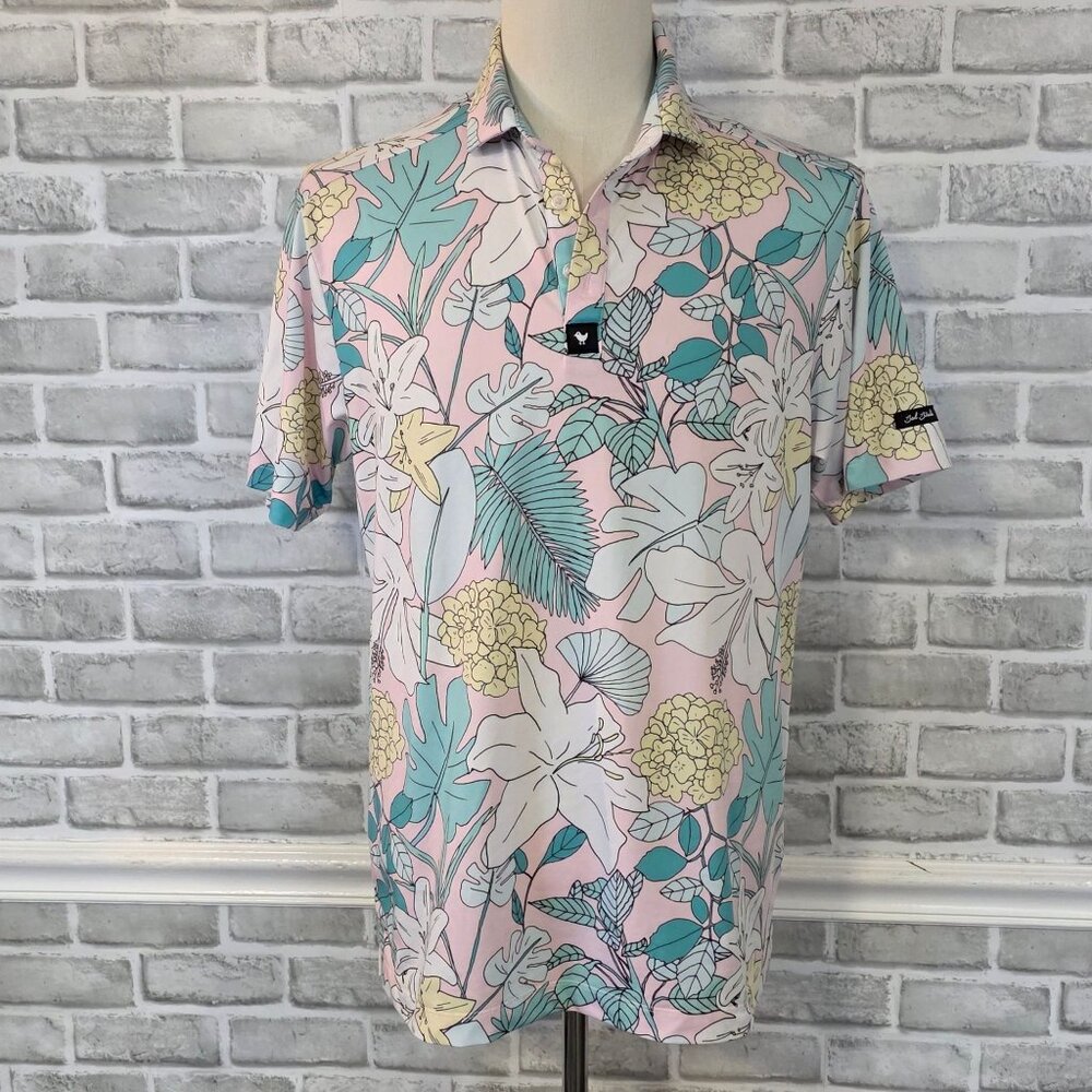 Bad Birdie The Gardens Golf Polo Shirt Hawaiian Men M Outdoor Sport Athleisure